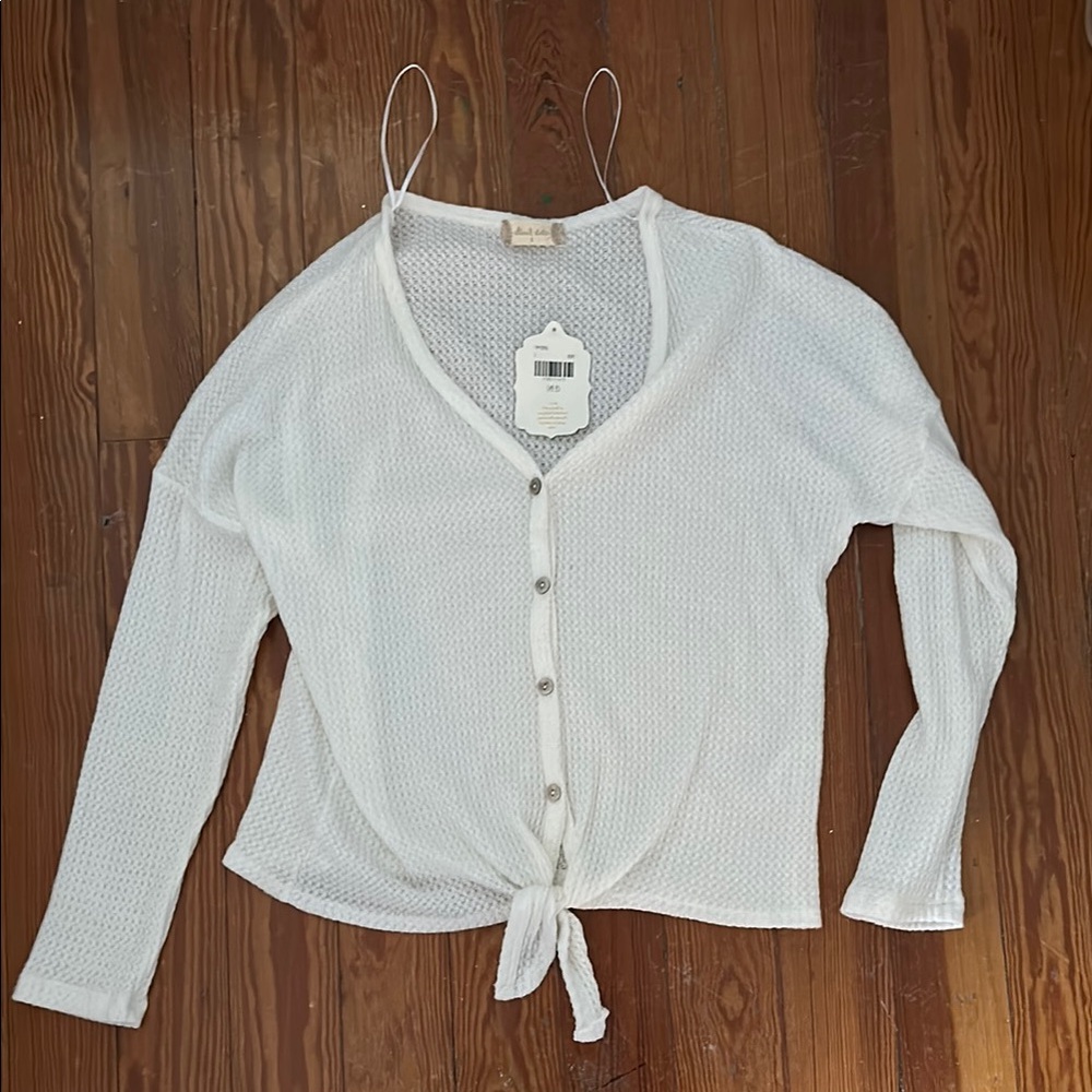 White Button-Up Knit Top